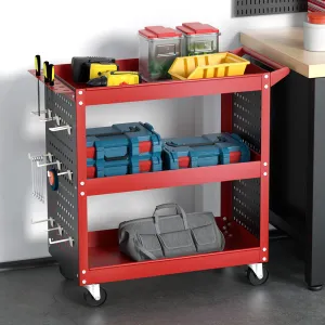 3-Tier Tool Cart with Pegboard & Screwdriver Storage Giantz