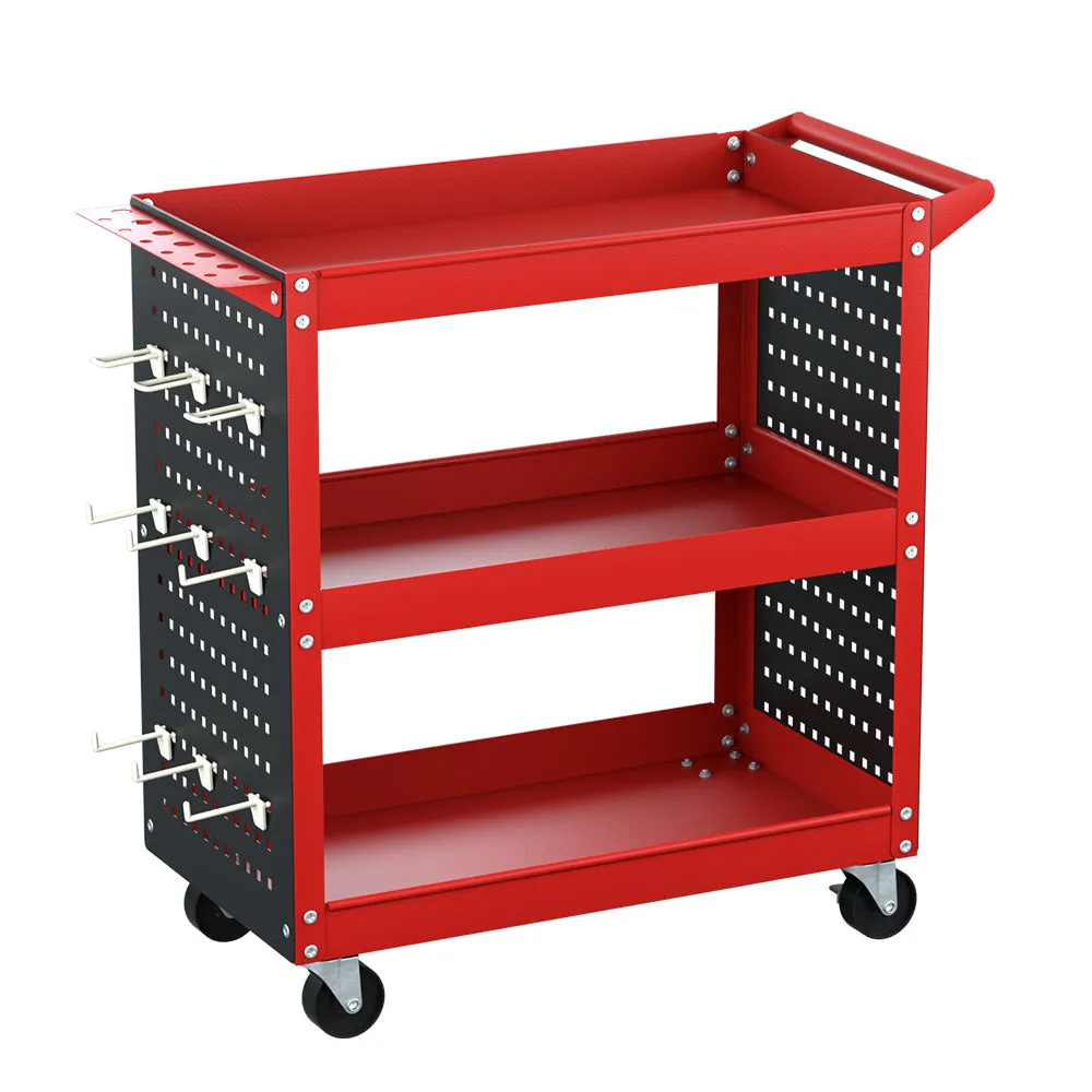 3-Tier Tool Cart with Pegboard & Screwdriver Storage Giantz