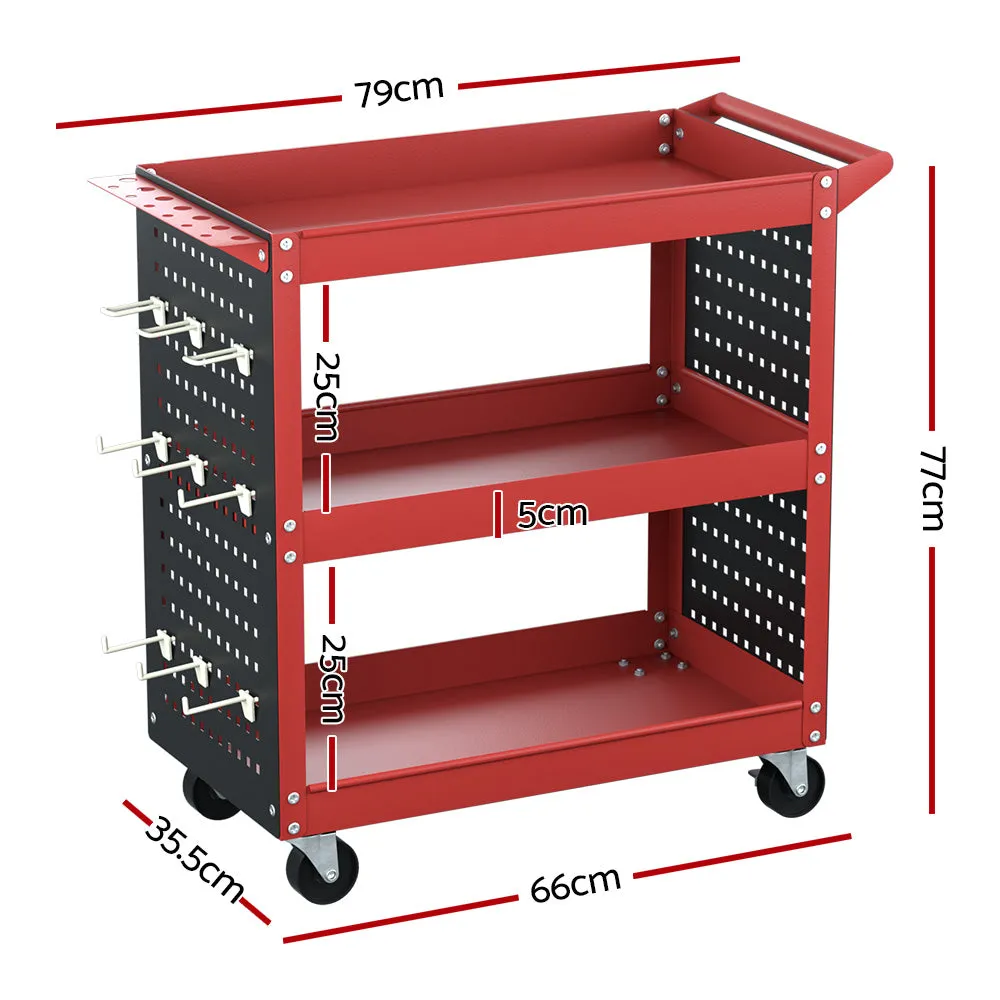 3-Tier Tool Cart with Pegboard & Screwdriver Storage Giantz