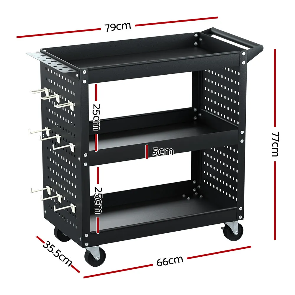 3-Tier Tool Cart with Pegboard, Screwdriver Storage - Giantz