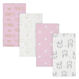 4-Pack Baby Girls Princess Flannel Burp Cloths