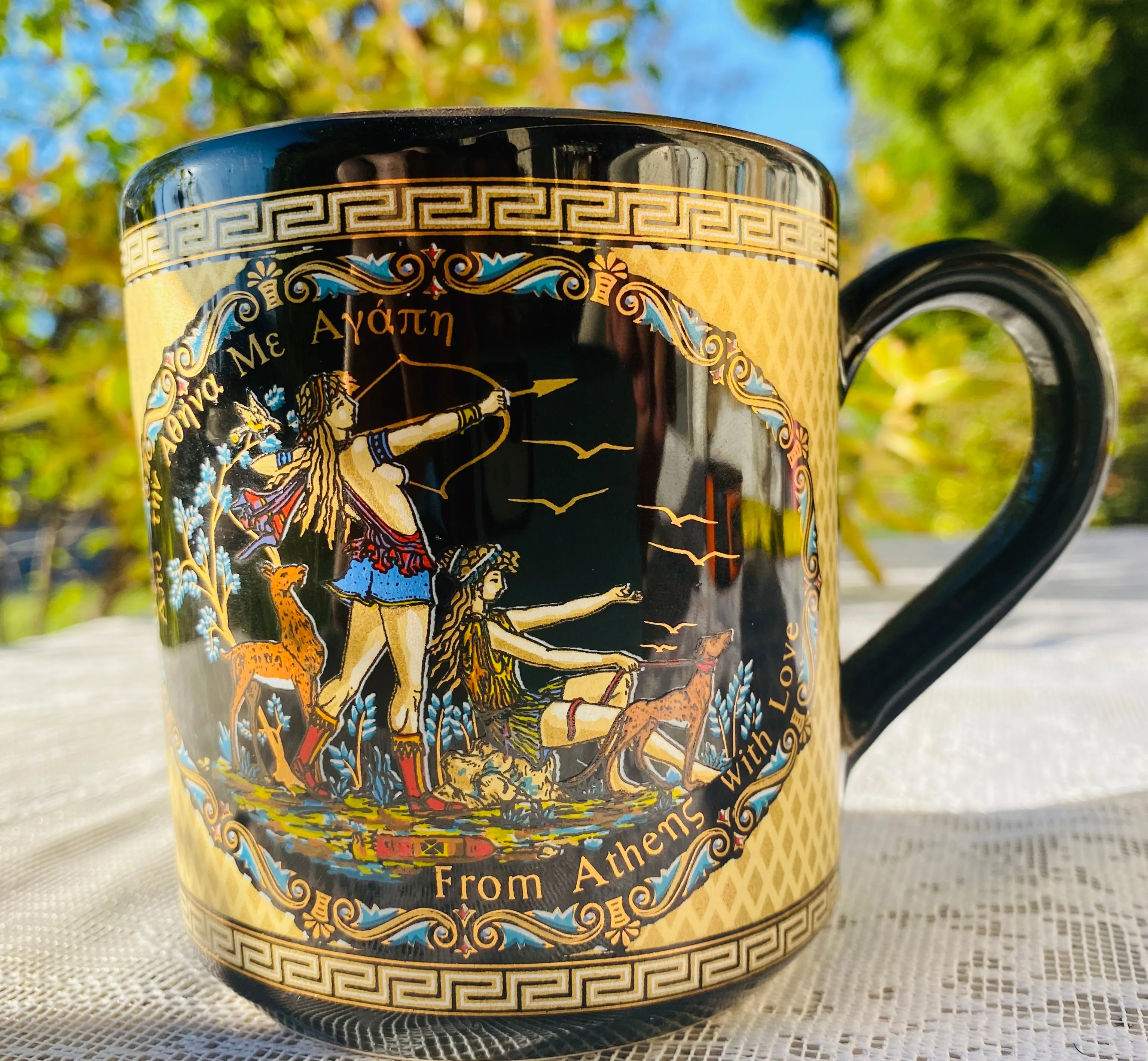 Adis 24k Gold Trim Handmade in Greece From Athens With Love Coffee Mug Cup