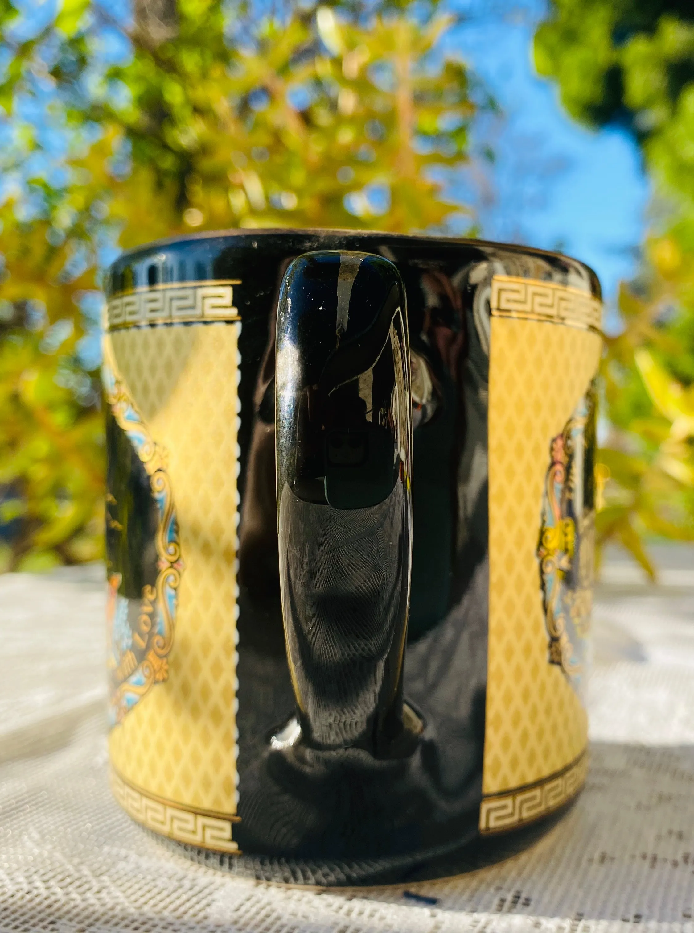 Adis 24k Gold Trim Handmade in Greece From Athens With Love Coffee Mug Cup