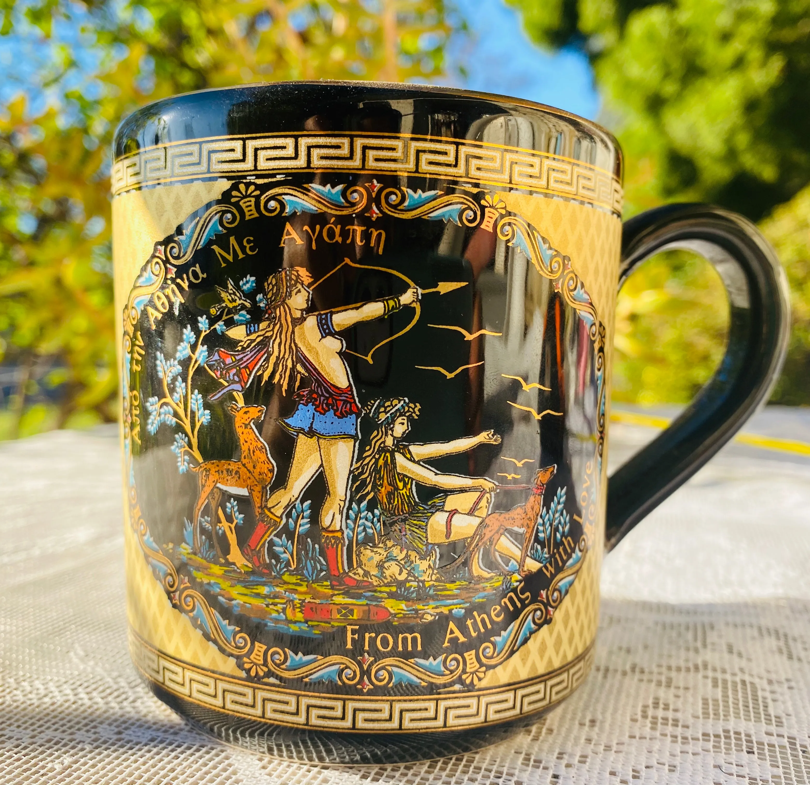 Adis 24k Gold Trim Handmade in Greece From Athens With Love Coffee Mug Cup