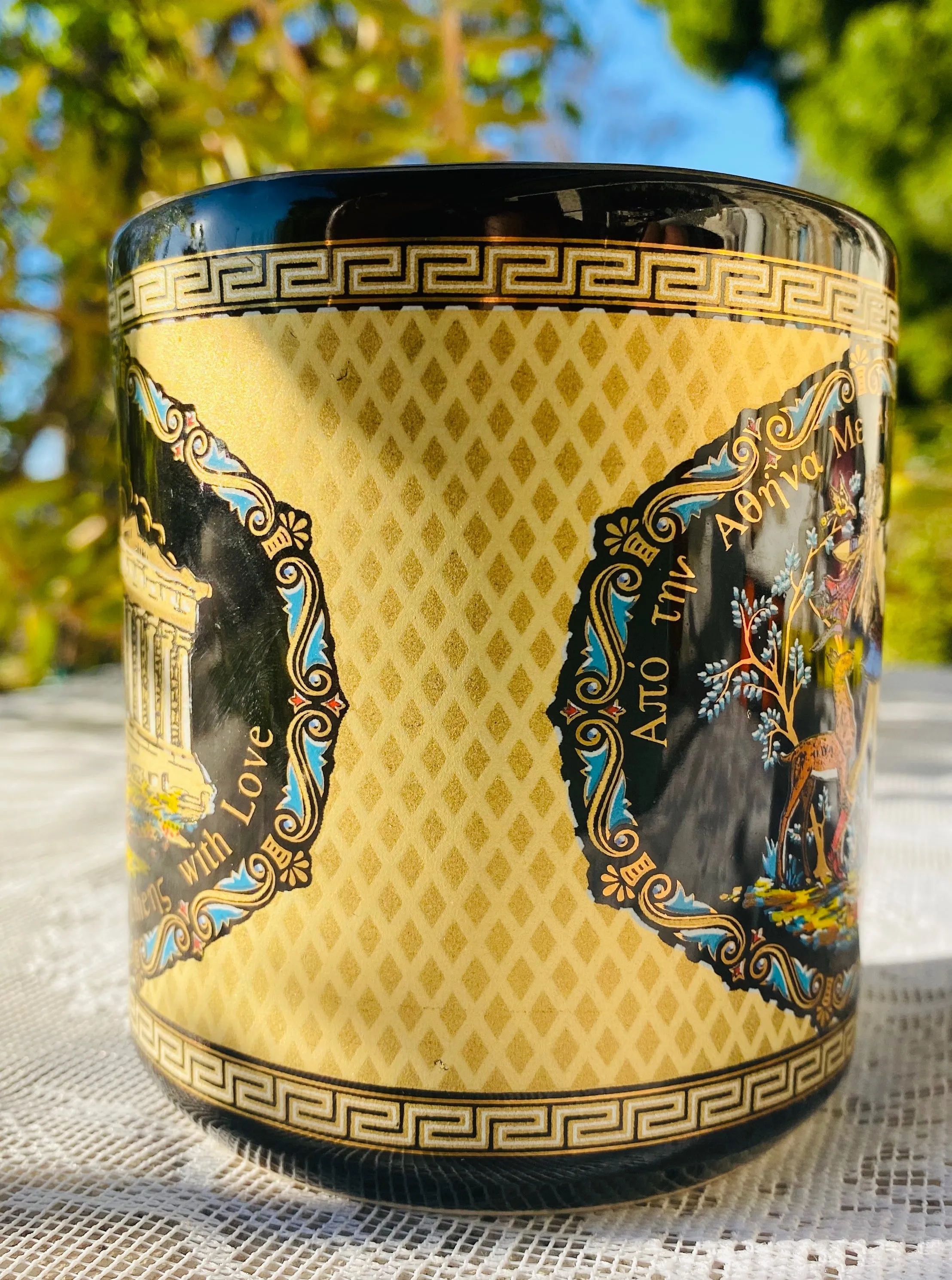 Adis 24k Gold Trim Handmade in Greece From Athens With Love Coffee Mug Cup