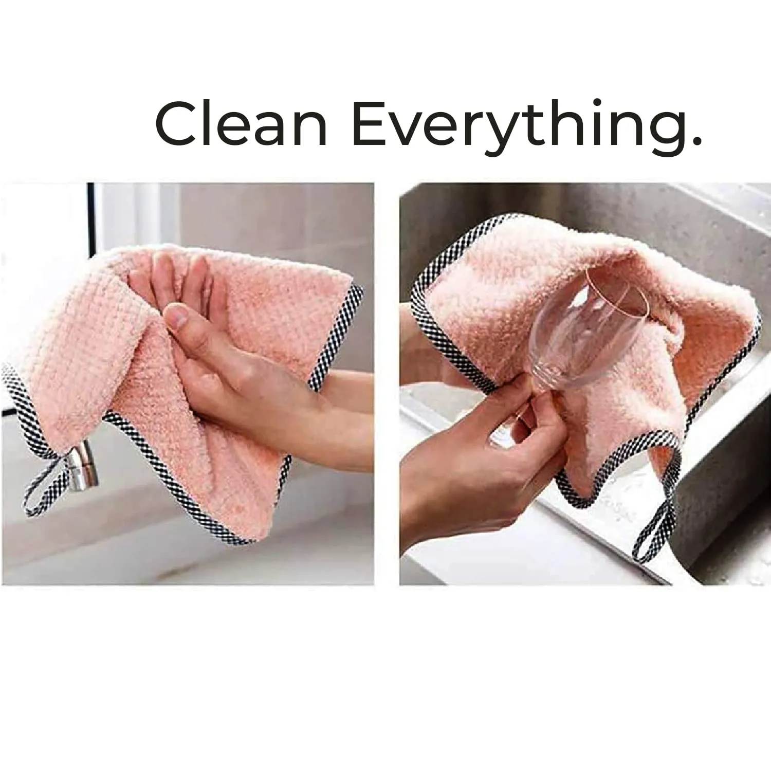 ATCAN Microfiber Cleaning Cloths, 5pcs 25x25cms 300GSM Multi-Colour! Highly Absorbent, Lint and Streak Free, Multi -Purpose Wash Cloth for Kitchen, Car, Window, Stainless Steel, Silverware.