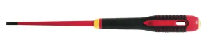 Bahco ERGO handled Slim Line 1000v insulated Screwdriver  -Slotted 5.5mm tip, blade length 125mm