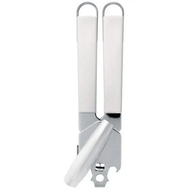 Brabantia Essential Line Stainless Steel Can Opener With White Handle & White Turner