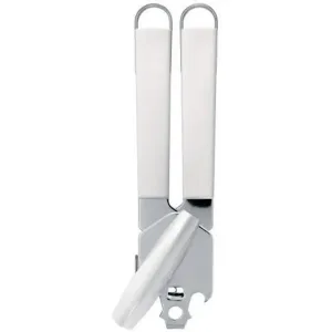 Brabantia Essential Line Stainless Steel Can Opener With White Handle & White Turner