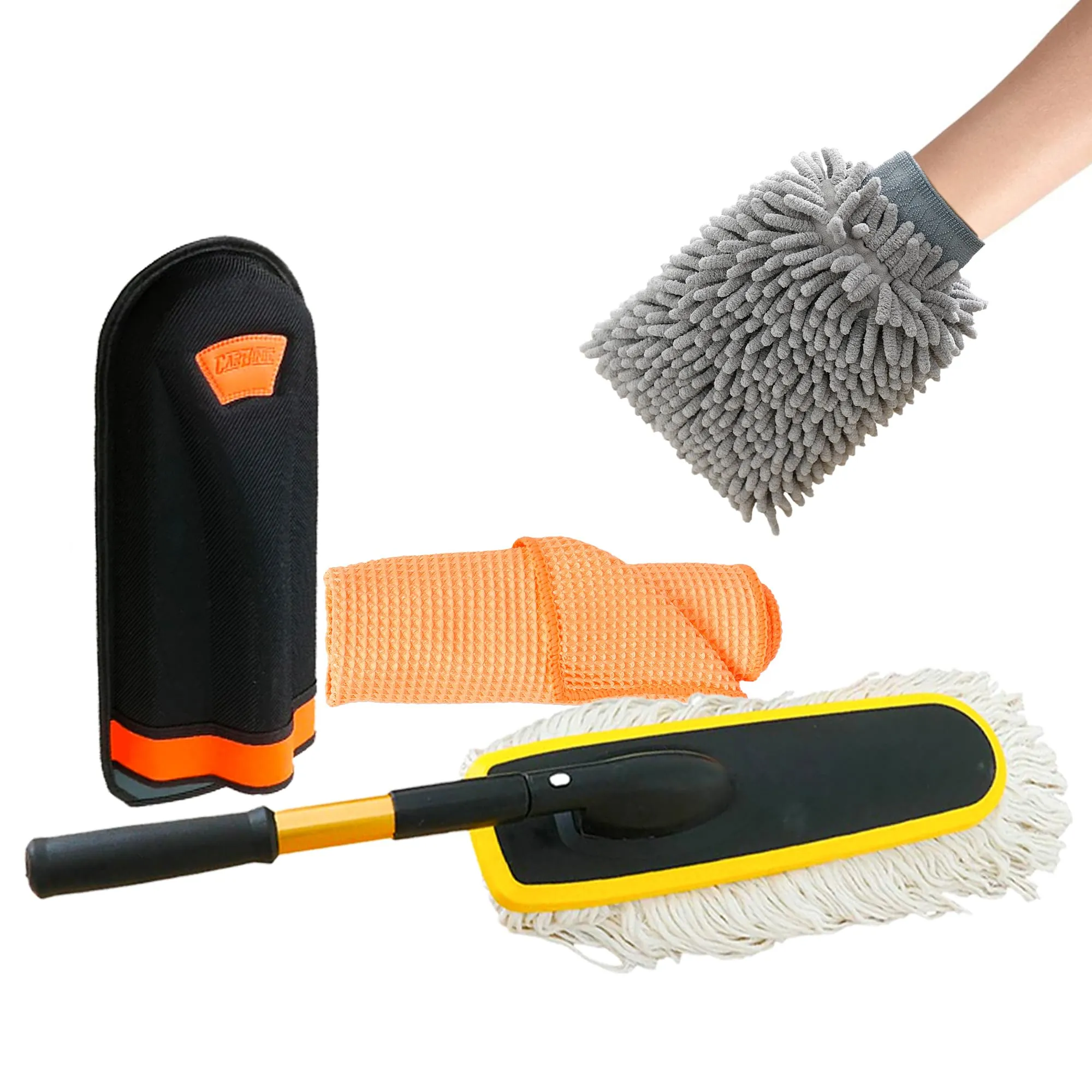 Carbinic Car Cleaning Kit - 2 Microfiber Wash Mitt   1 Car Cleaning Duster   1 Microfiber Cleaning Cloth | Car Dust Cleaner | Car Wash Accessories | Car Care Products | Multipurpose Cleaning Supplies