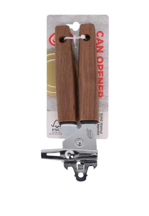 Chef's Gallery Stainless Can Opener with Solid Walnut Wooden Handle