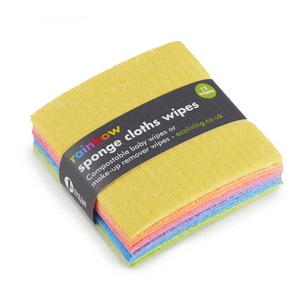 Ecoliving 12 Rainbow Sponge Cloth Wipes