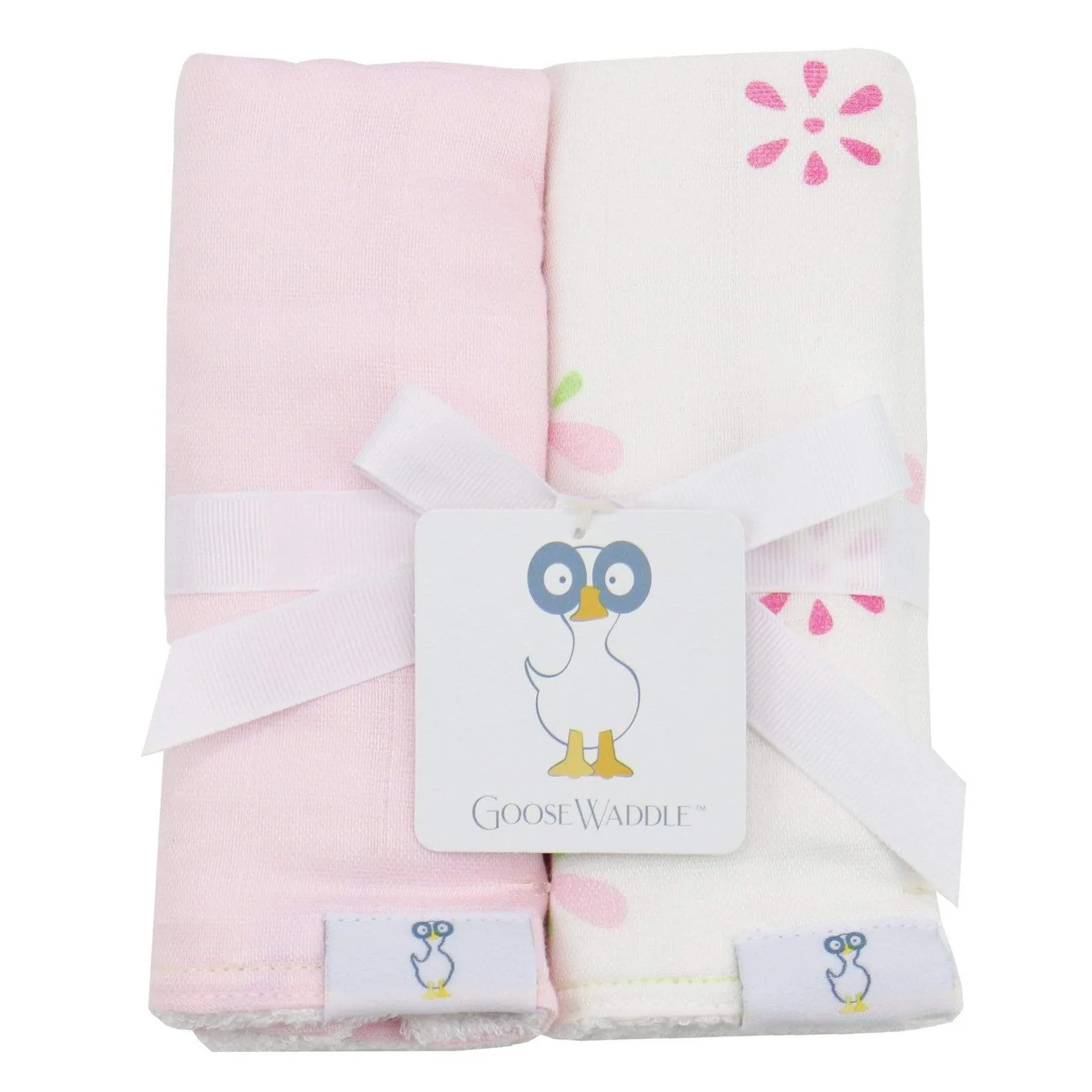 Flowers And Pink 2 Pk Muslin & Terry Cloth Burp Cloth