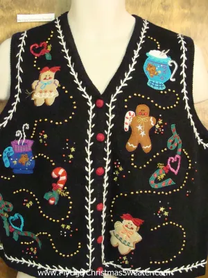 Gingerbread Men and Cocoa Tacky ChristmasSweater Vest