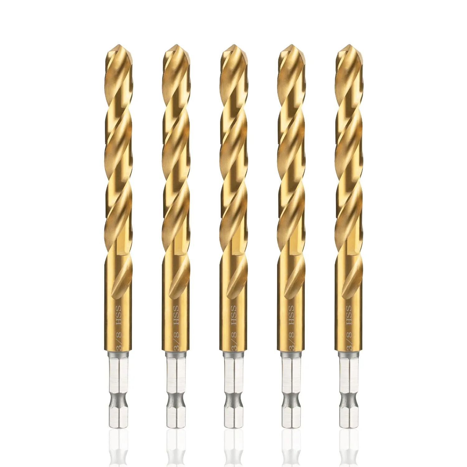 High Speed Steel Hex Shank Twist Drill Bits Set with Titanium Coating