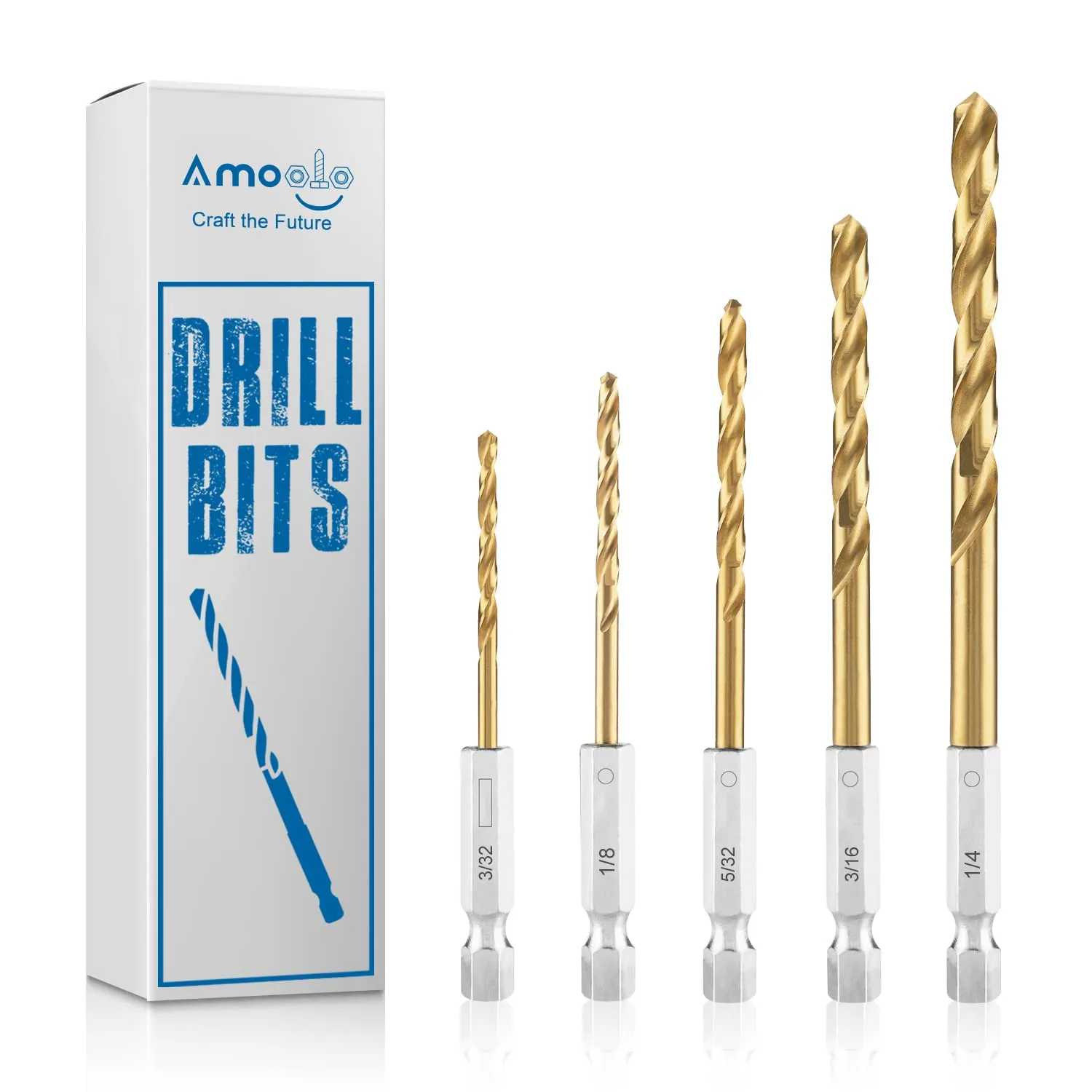 High Speed Steel Hex Shank Twist Drill Bits Set with Titanium Coating