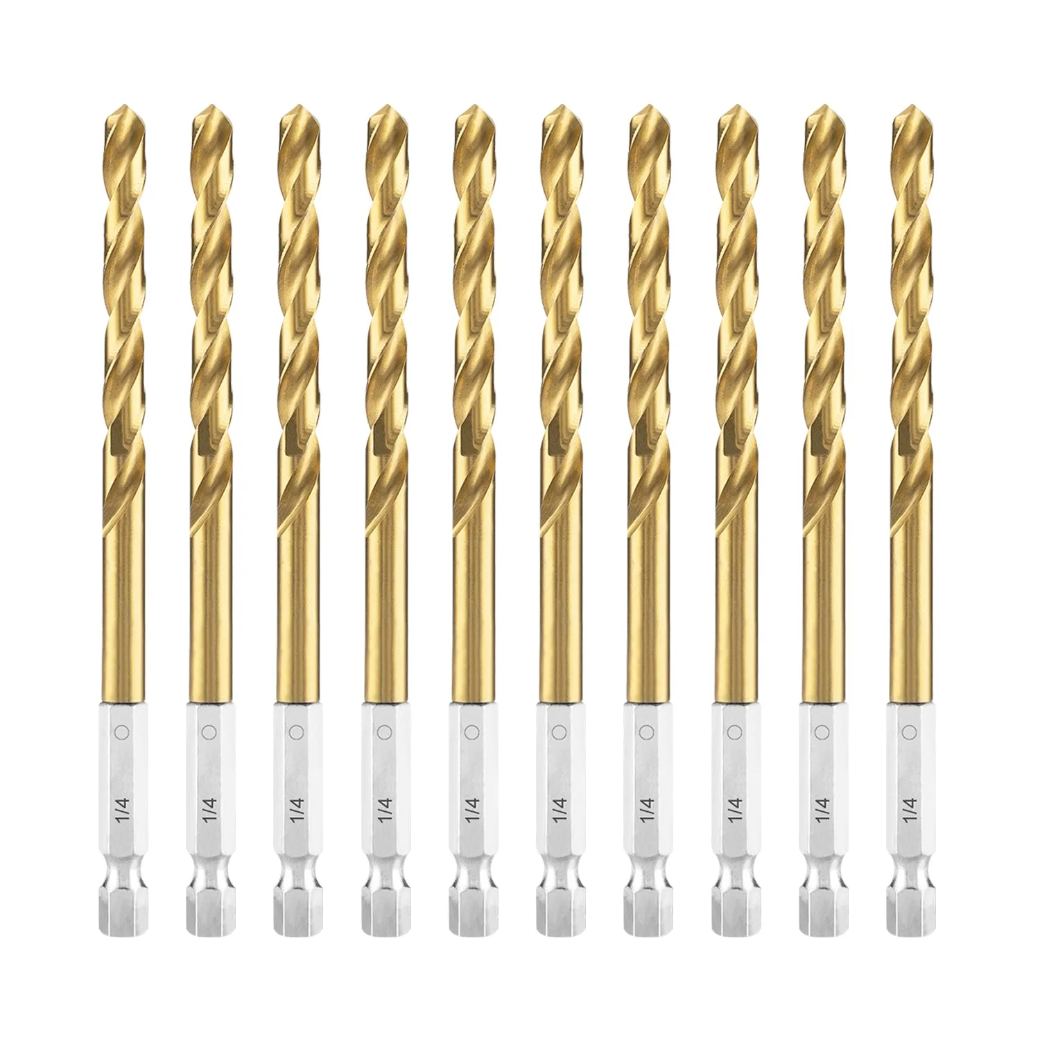 High Speed Steel Hex Shank Twist Drill Bits Set with Titanium Coating