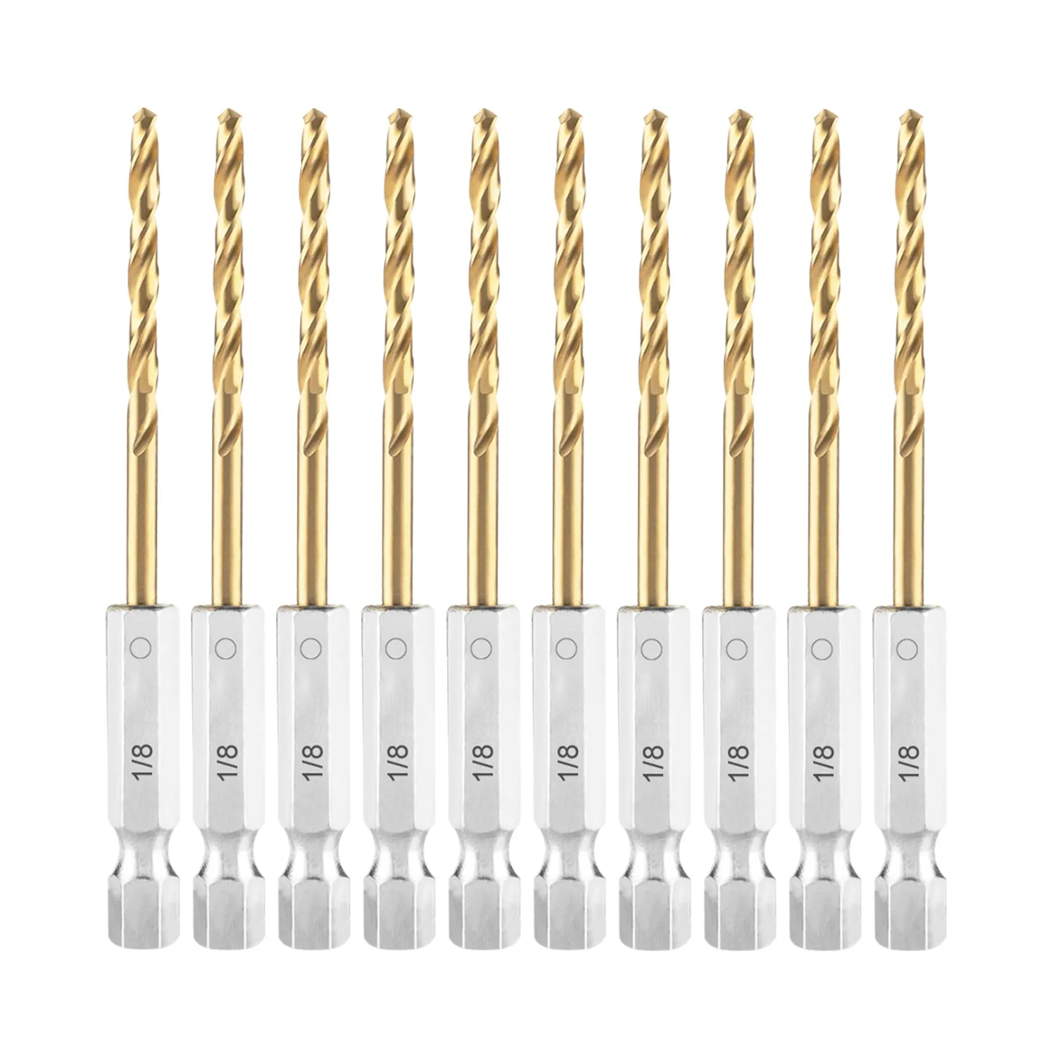 High Speed Steel Hex Shank Twist Drill Bits Set with Titanium Coating