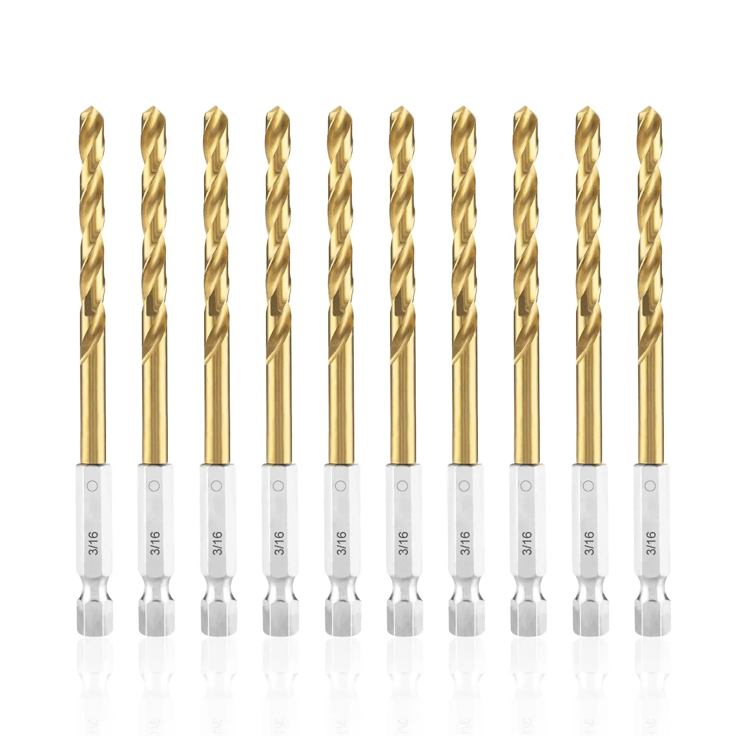 High Speed Steel Hex Shank Twist Drill Bits Set with Titanium Coating