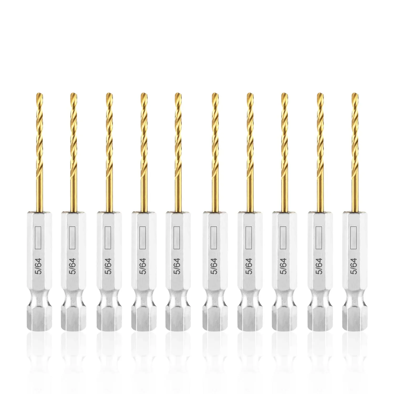 High Speed Steel Hex Shank Twist Drill Bits Set with Titanium Coating