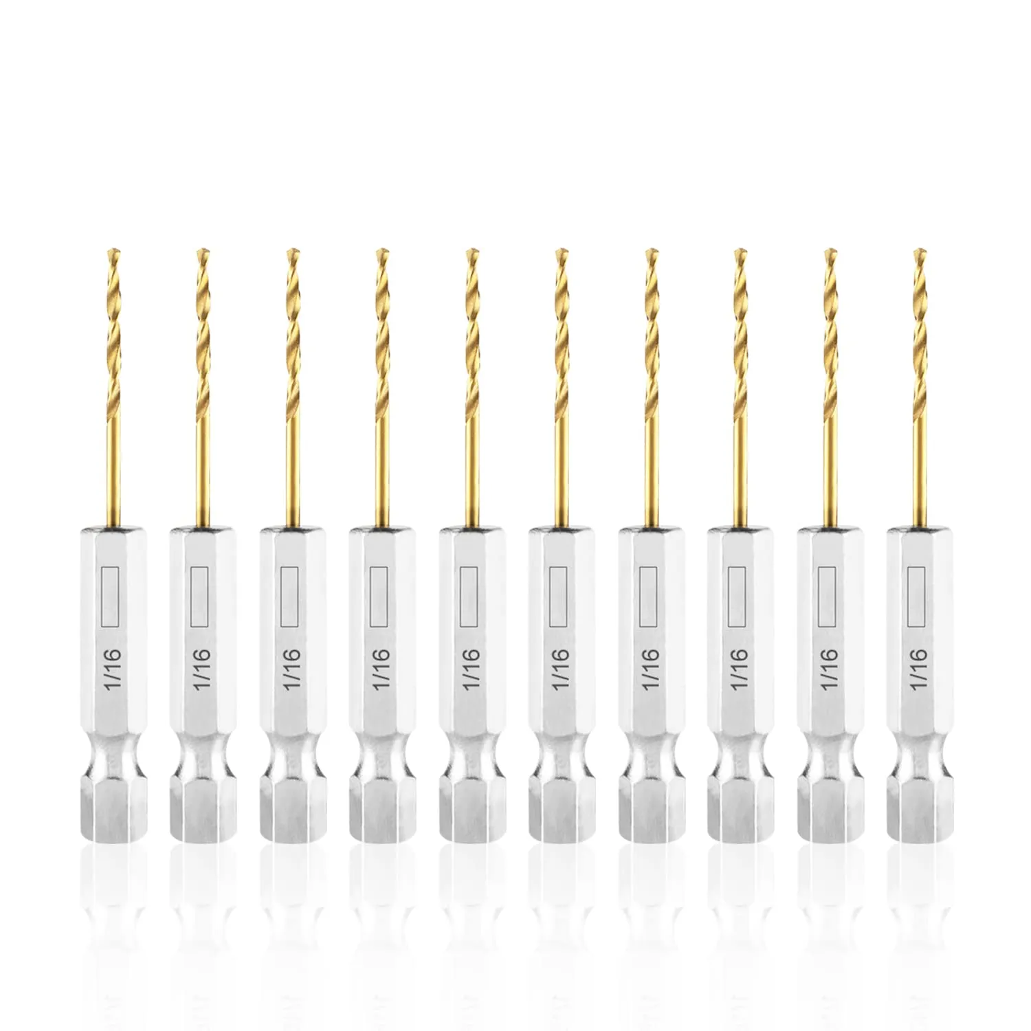 High Speed Steel Hex Shank Twist Drill Bits Set with Titanium Coating