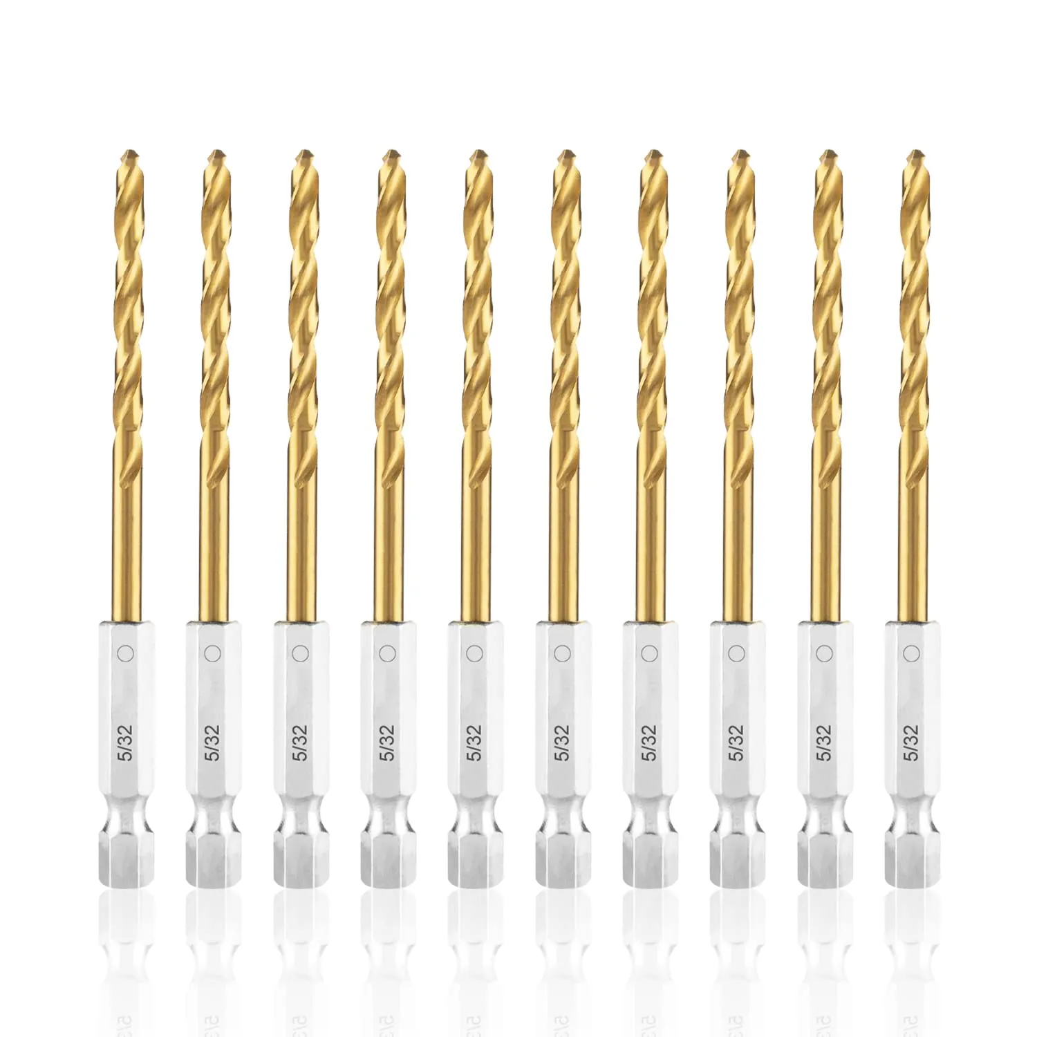 High Speed Steel Hex Shank Twist Drill Bits Set with Titanium Coating