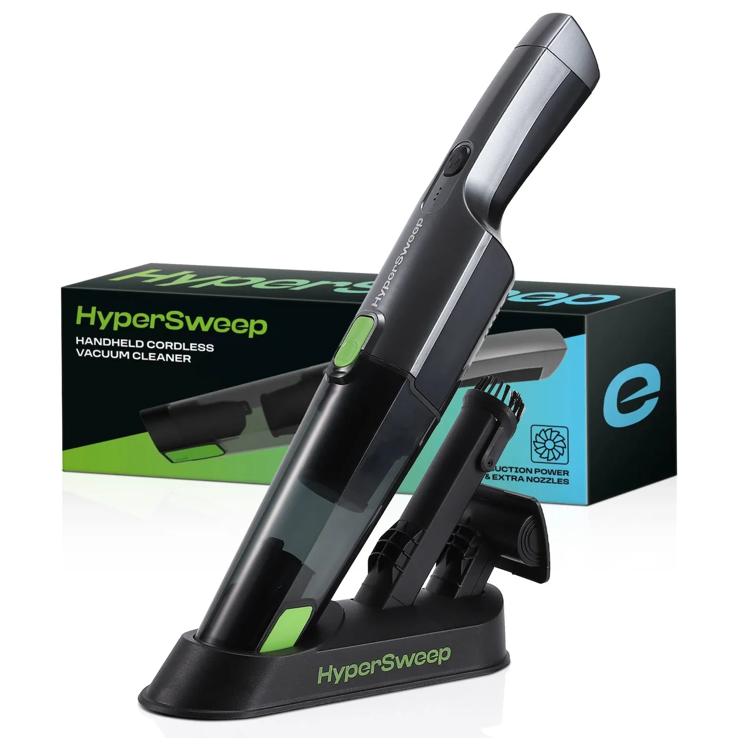 HyperSweep Handheld Cordless Vacuum Cleaner - 12V High Power Car Vacuum with Attachments