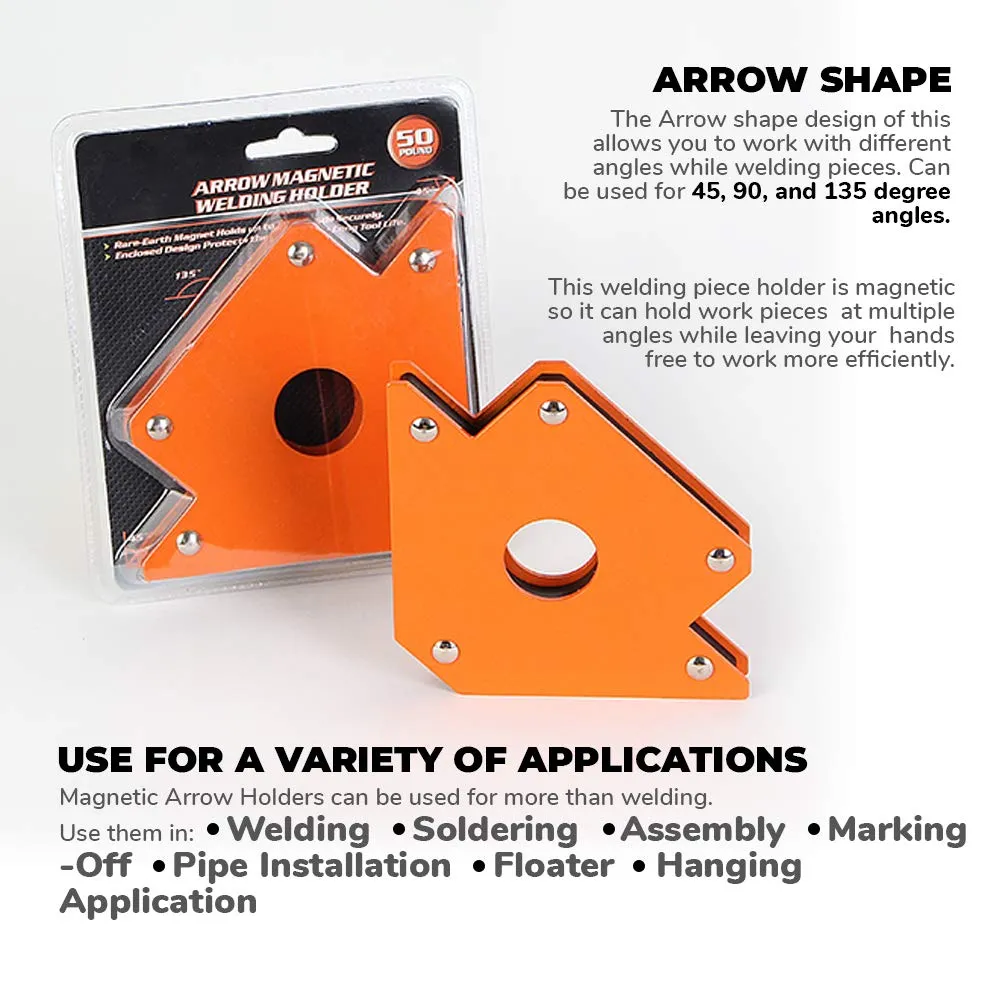 Katzco Magnetic Welding Holder - Pack of 2 - Arrow Shape for Multiple Angles - Holds Up