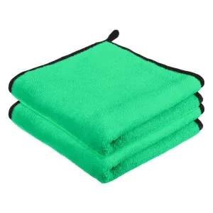 Kuber Industries Cleaning Towel|Microfiber Reusable Cloths|Highly Absorbent Washable Towel for Kitchen with Hanging Loop|Car|Window|40x40 Cm|Pack of 2 (Green)