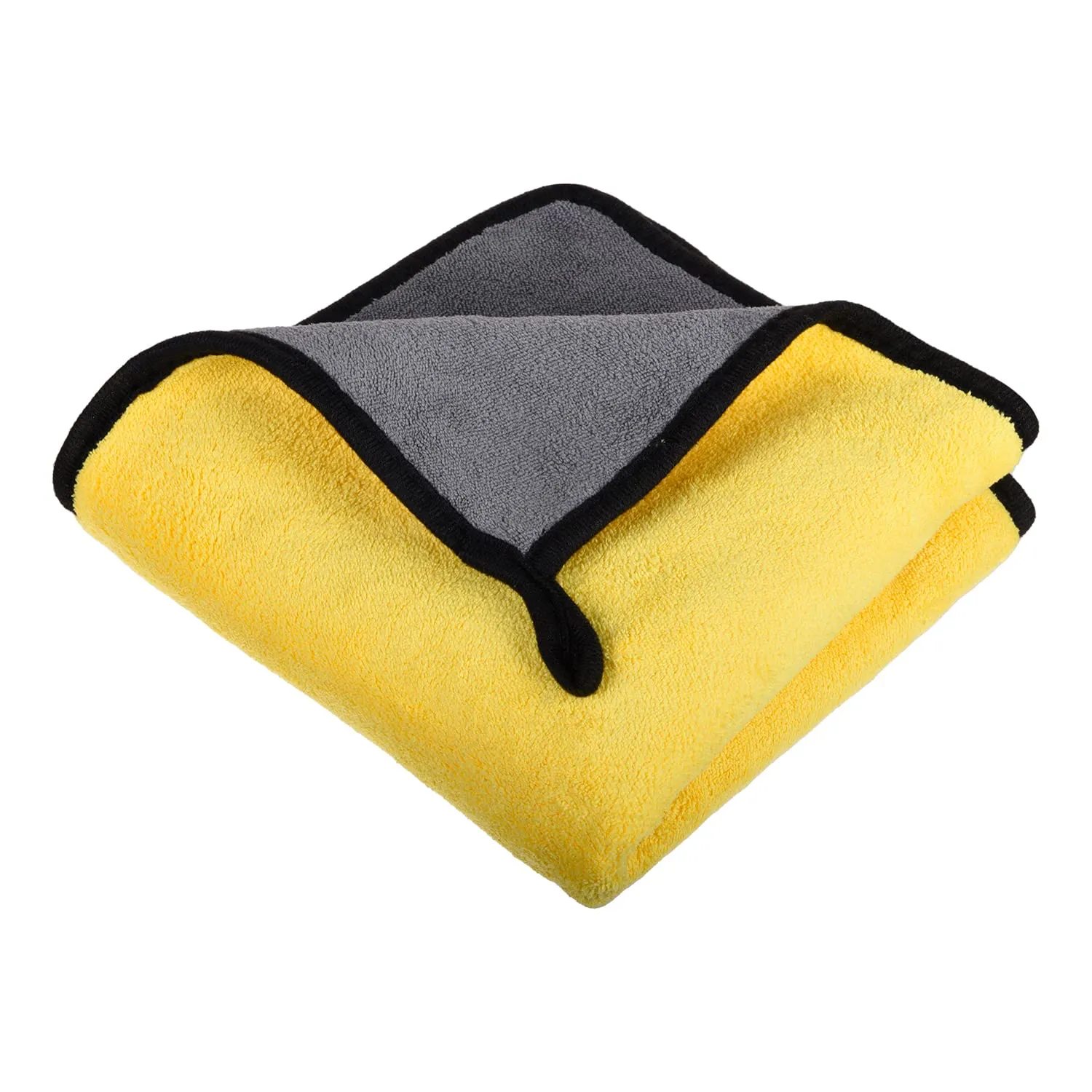 Kuber Industries Cleaning Towel|Microfiber Reusable Cloths|Highly Absorbent Washable Towel for Kitchen with Hanging Loop|Car|Window|40x40 Cm|Pack of 2 (Yellow)