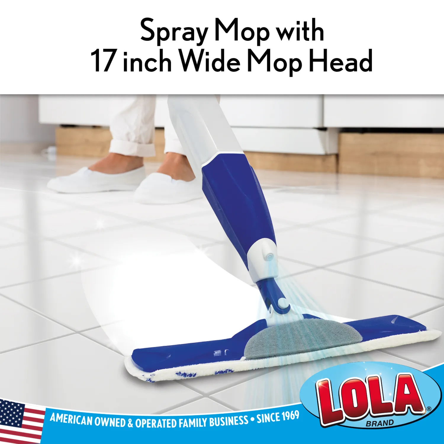 Microfiber Spritz n' Mop, Spray Style, 17" Wide Head & Includes Large Scuff Remover