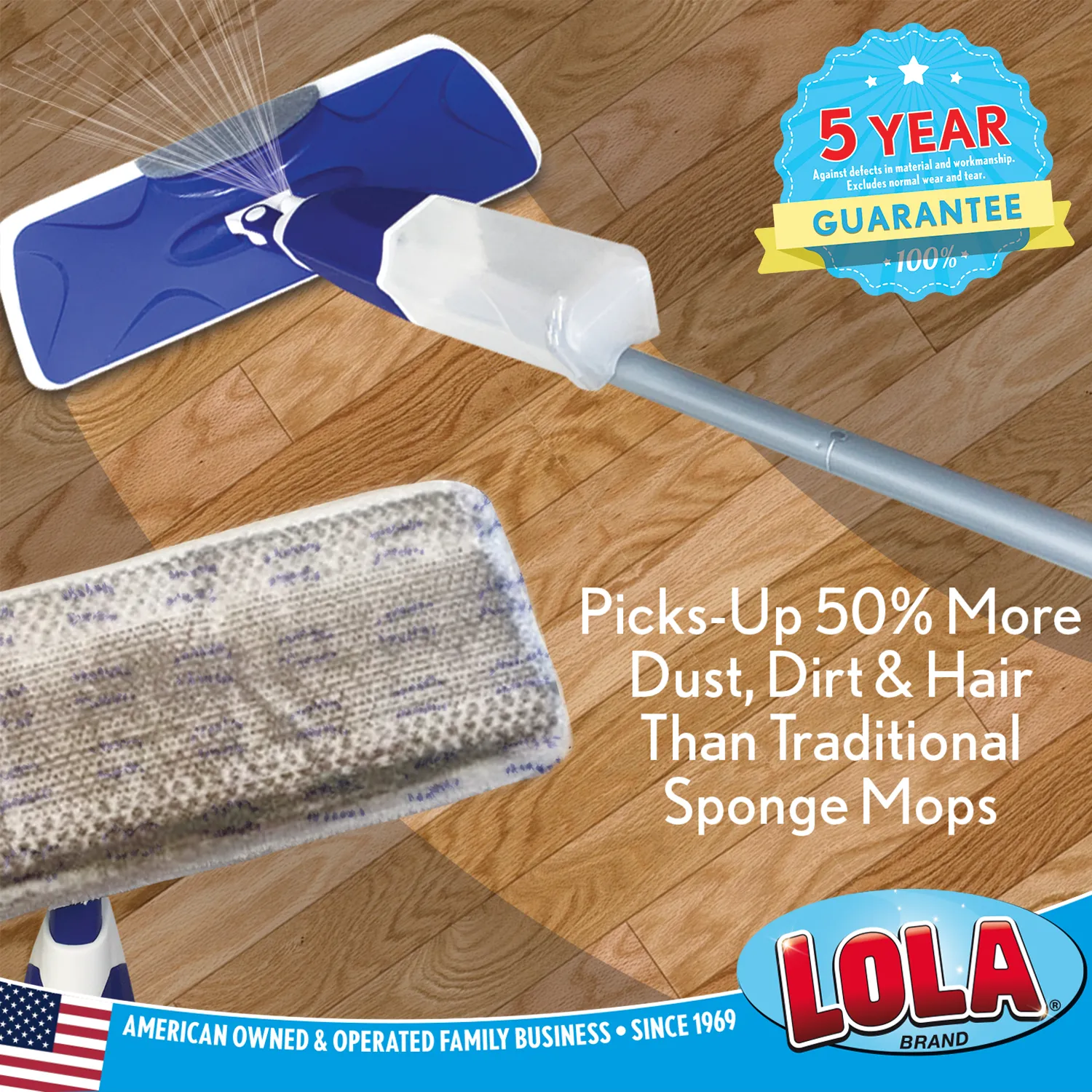 Microfiber Spritz n' Mop, Spray Style, 17" Wide Head & Includes Large Scuff Remover