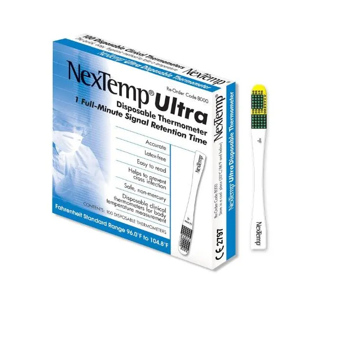 NexTemp Oral Disposable Thermometers 96 to 104 °F, 100/Box