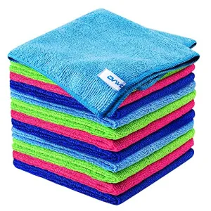 ovwo 12Pcs Premium Microfiber Cleaning Cloths - Highly Absorbent, Lint Free, Streak Free, Micro Fiber Cleaning Towels, Dish Cloth, Wash Clothes, Size: 12" X 12" Especially for Kitchen, Home