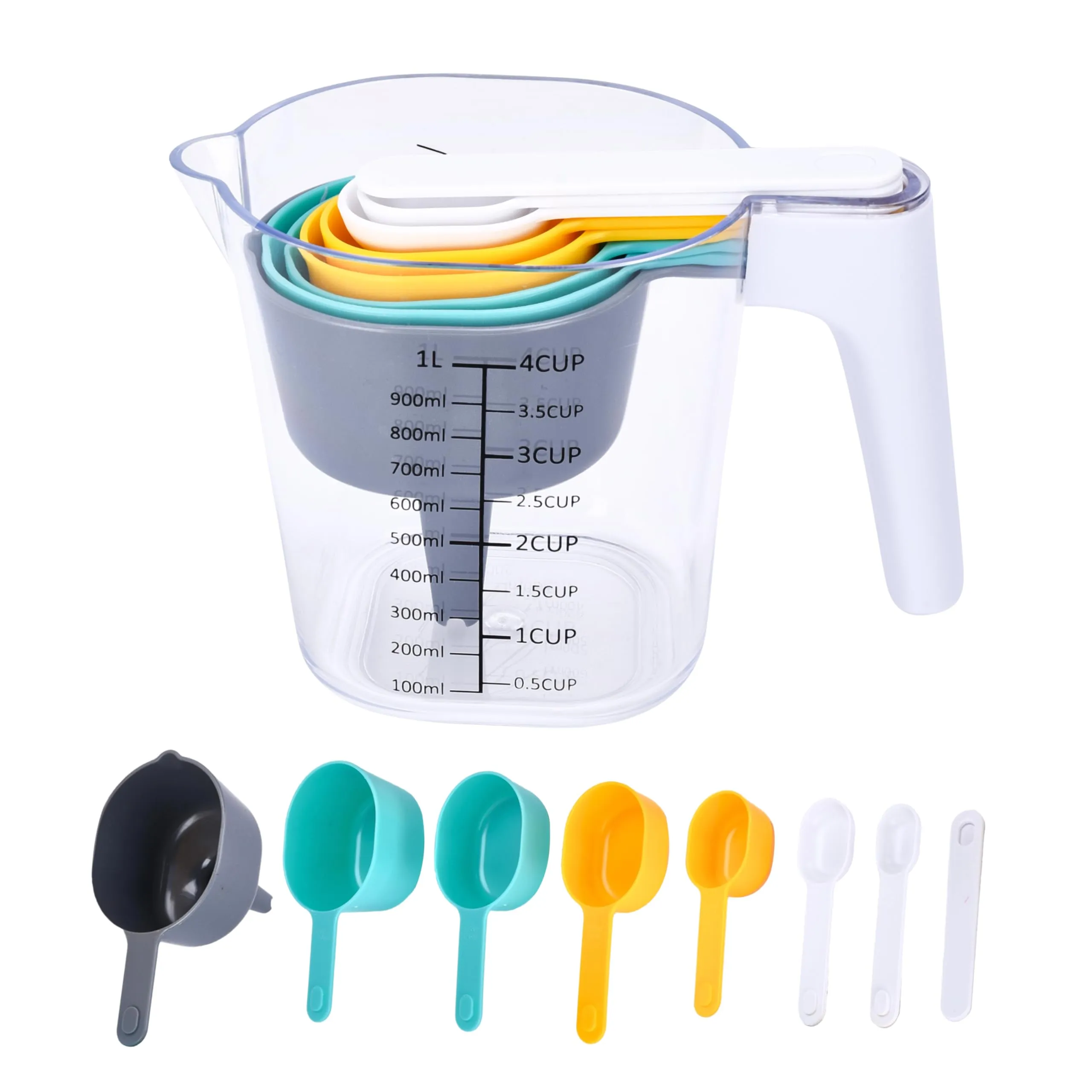 Plastic Measuring Cups Set - Accurate Measurements - Compact Stackable Design