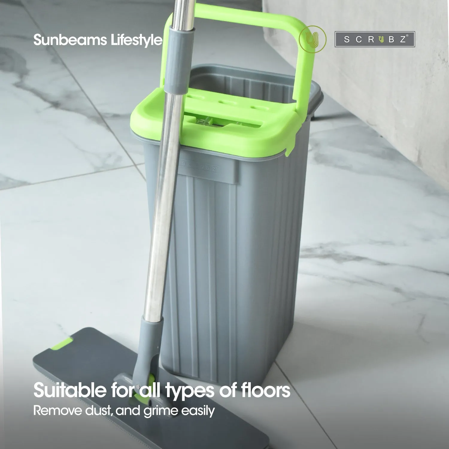 SCRUBZ Premium Microfiber 360ᴼ Flat Mop with Bucket Set of 6