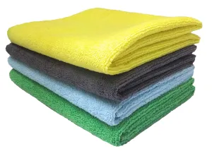 SOBBY Car Microfiber Cleaning Cloth Set of 4 pcs - Premium Microfibre Cloth for Car Cleaning, Kitchen Cleaning, Home Improvement and More - 40x40cm, 340 GSM, Multicolor