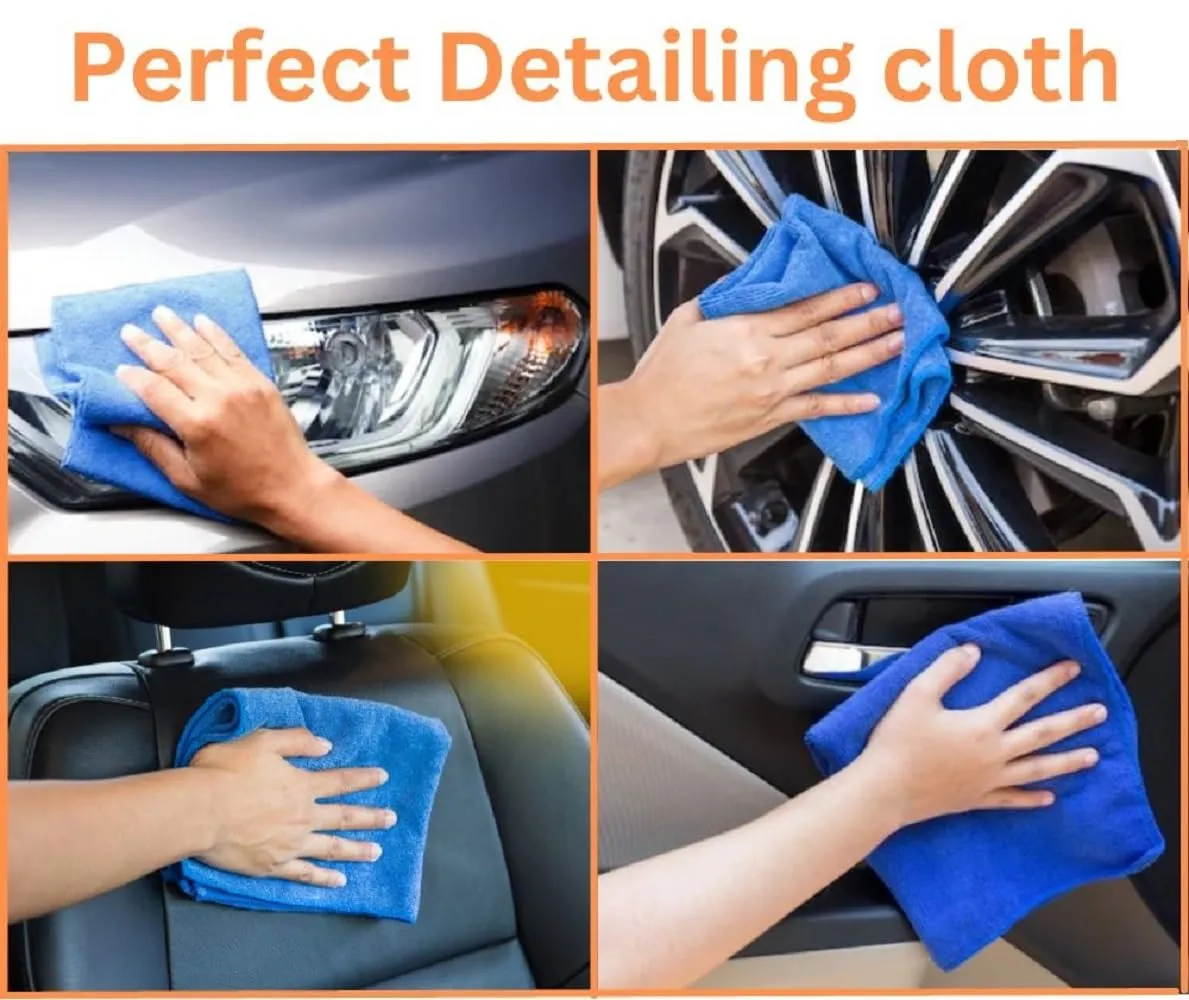 SOBBY Car Microfiber Cleaning Cloth Set of 4 pcs - Premium Microfibre Cloth for Car Cleaning, Kitchen Cleaning, Home Improvement and More - 40x40cm, 340 GSM, Multicolor