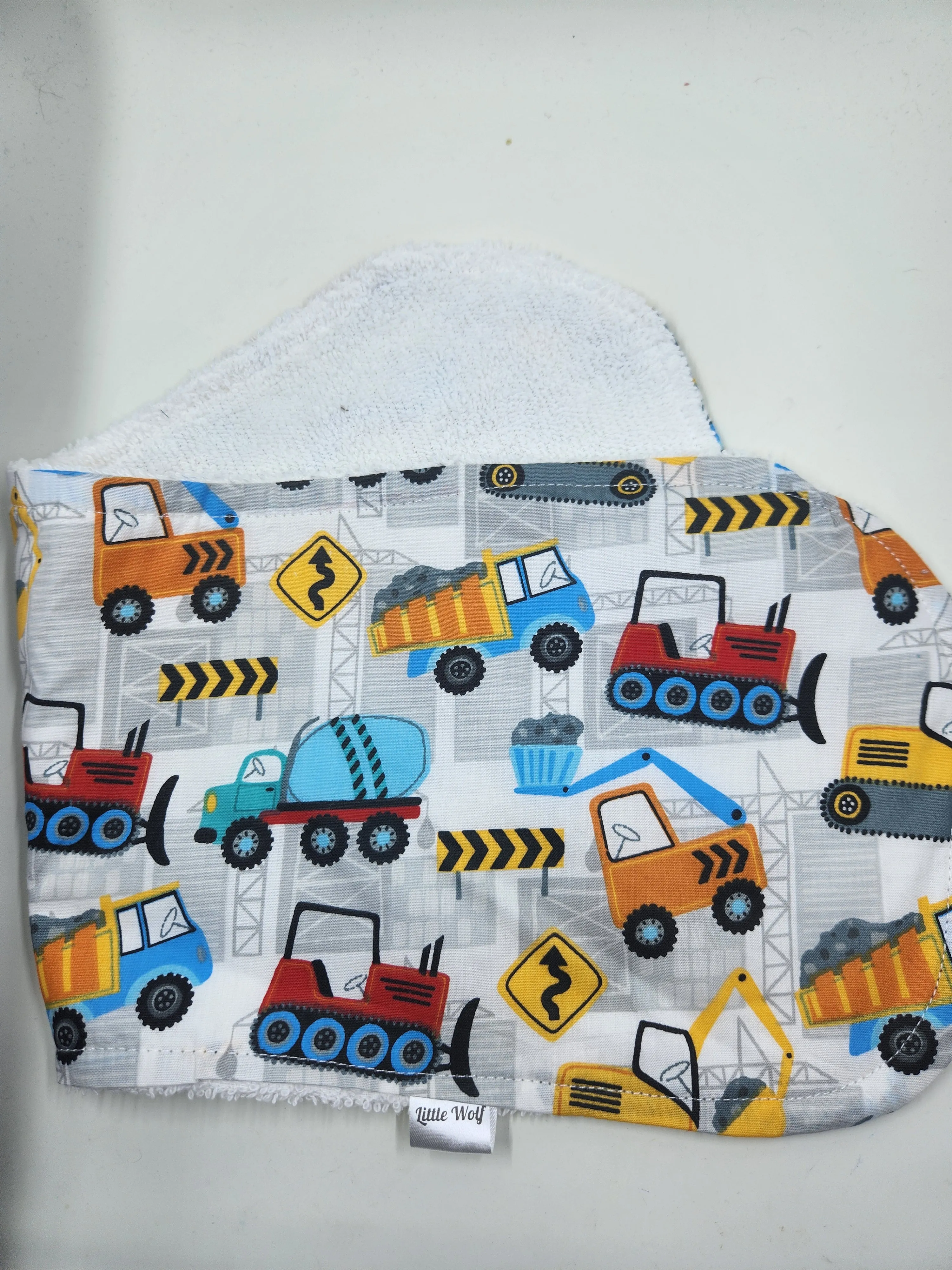 White Construction Burp Cloth