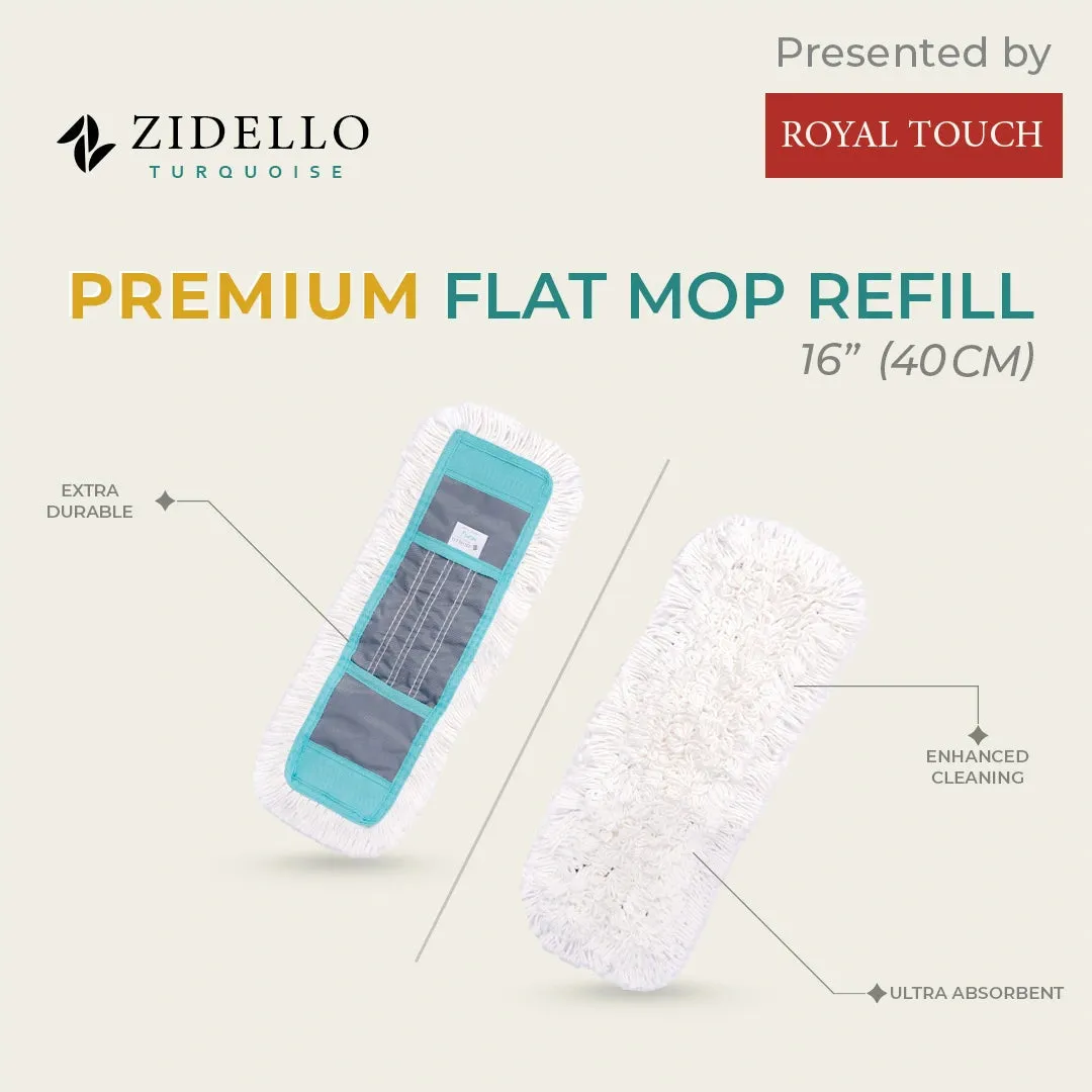 Zidello PREMIUM FLAT MOP REFILL - DRY 16″ INCH (40CM)